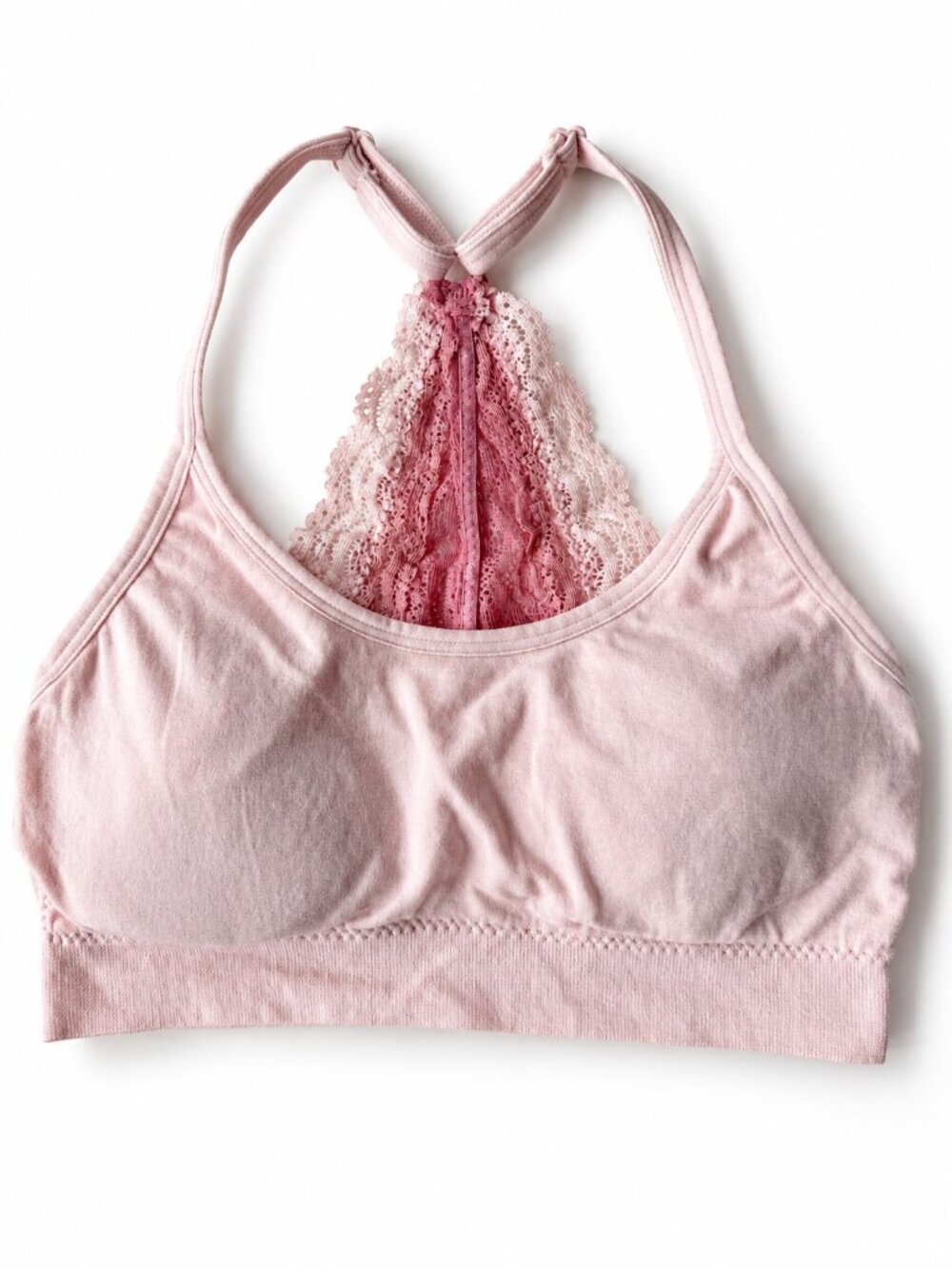 Pink Seamless Bralette Lace Racerback Wireless Bra by Laura Ashley | Size SM